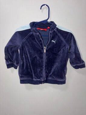 Puma Navy Velour Track Jacket Zip Up Y2K Vibes Boys 6-9 M